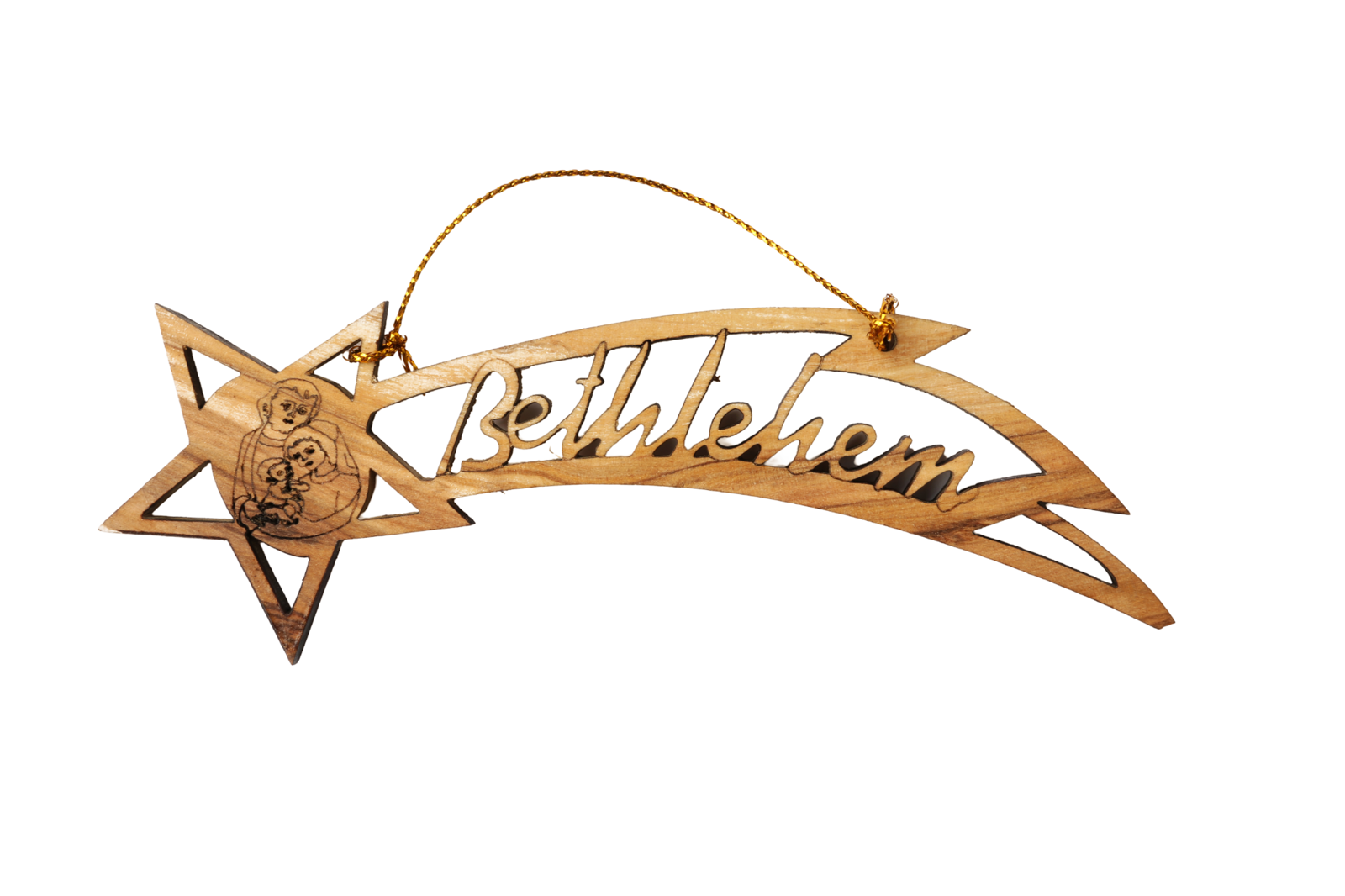 Olive Wood Ornament_ Star of Bethlehem and Laser-engraved