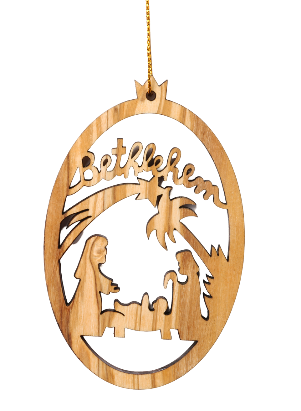 Olive Wood Ornament_ Bethlehem Nativity Scene