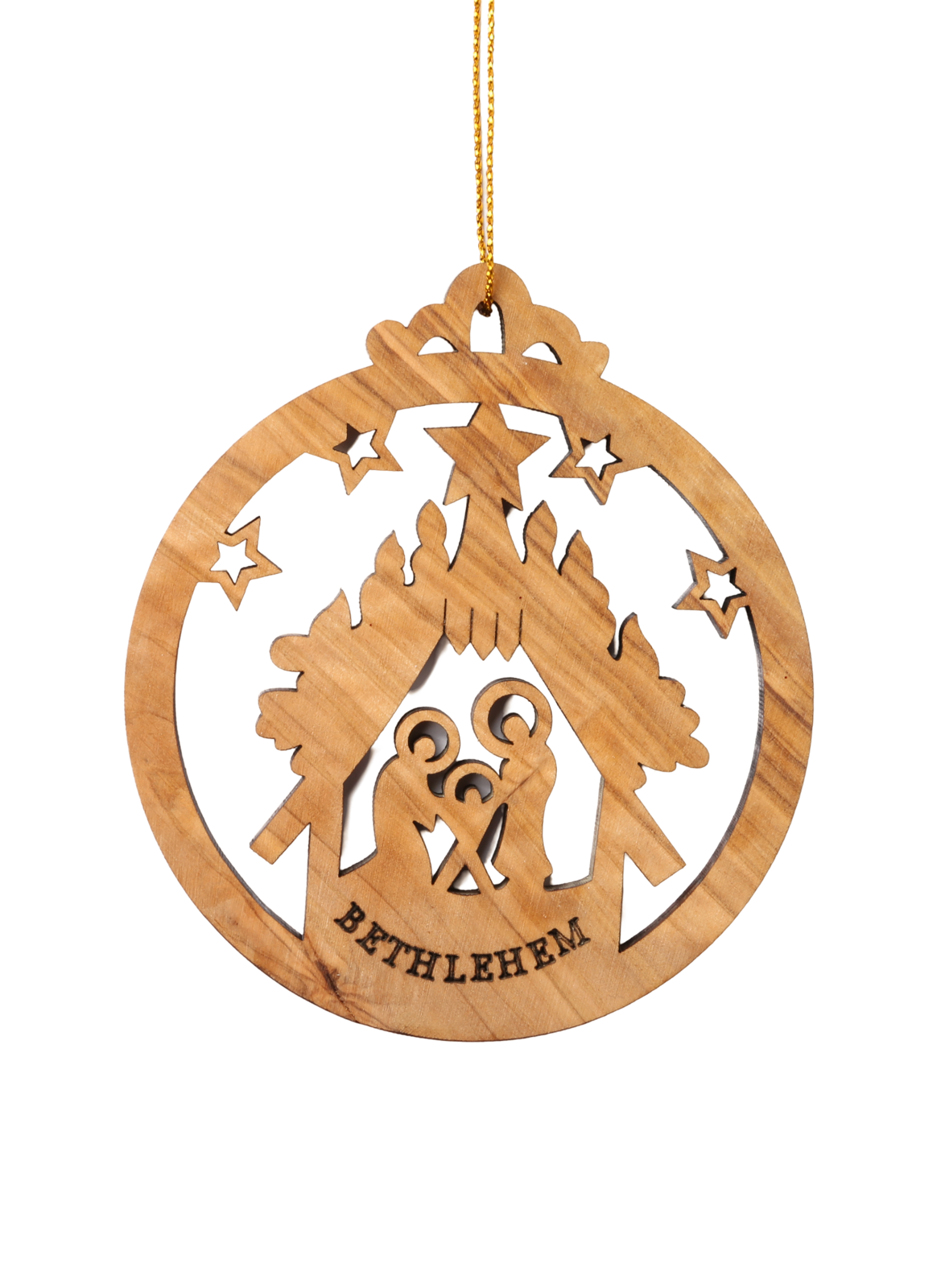 Olive Wood Ornament_Nativity Scene with Star