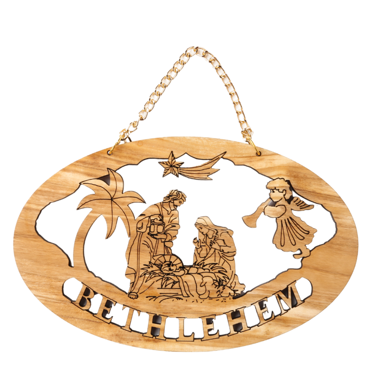 Olive Wood Ornament_ Nativity Scene Plaque