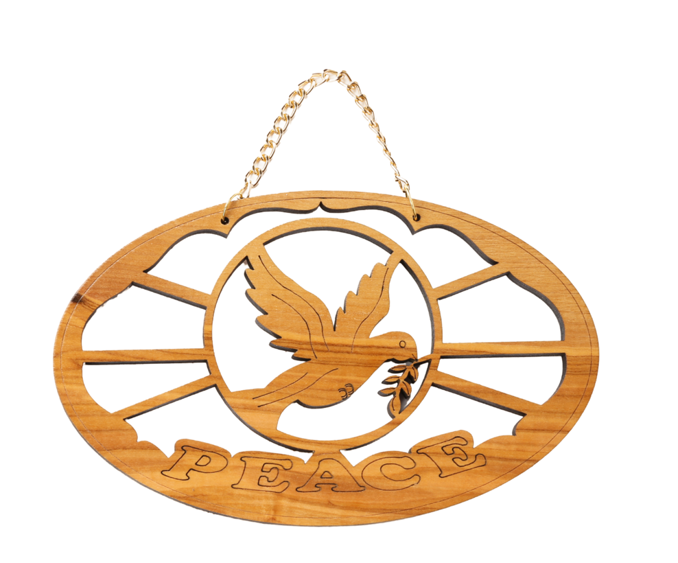 Olive Wood Ornament_ Peace with Dove Plaque