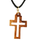 Olive Wood Pendant_ Hollow Latin Cross