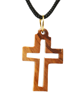 Olive Wood Pendant_ Hollow Latin Cross