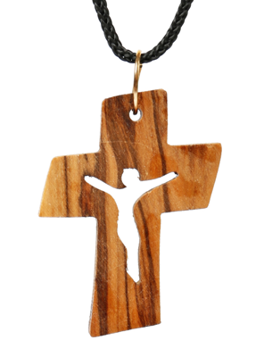 Olive Wood Pendant_ Cross Hollow Crucifix