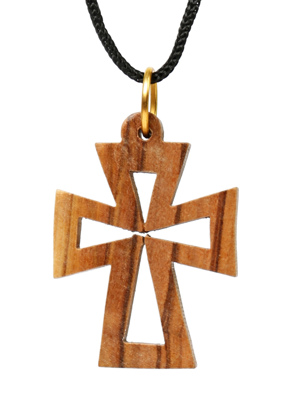 Olive Wood Pendant_ Hollow Maltese Cross