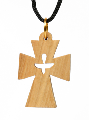Olive Wood Pendant_ Cross with Hollow Holy Spirit