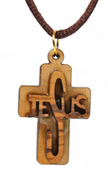 Olive Wood Pendant_ Double- layered Jesus Cross