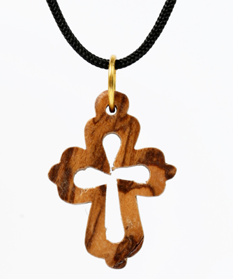 Olive Wood Pendant_ Hollow Roman Cross