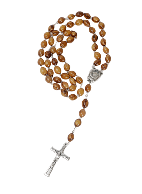 Olive Wood Rosary_ Icon with Jordan River Water Centerpiece