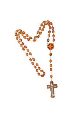Olive Wood Rosary_ Jerusalem Cross Centerpiece