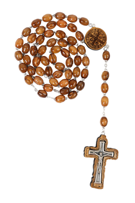 Olive Wood Rosary_ St. Benedict