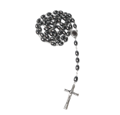 Hematite Rosary_ Jerusalem Soil Centerpiece